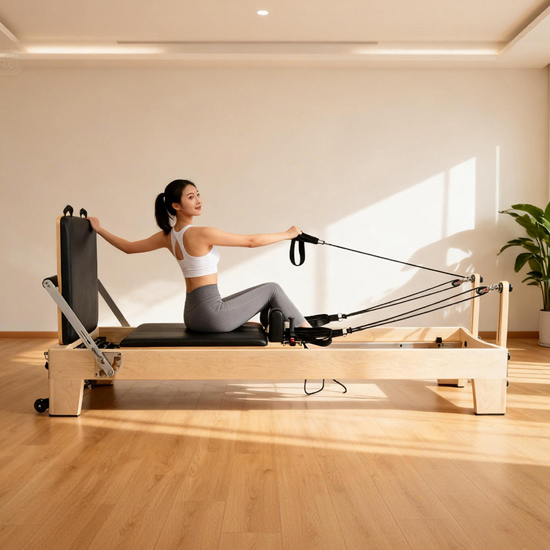 Pilates Reformer Spring - 화이트 메이플 휴대용 조절식 필라테스 리포머