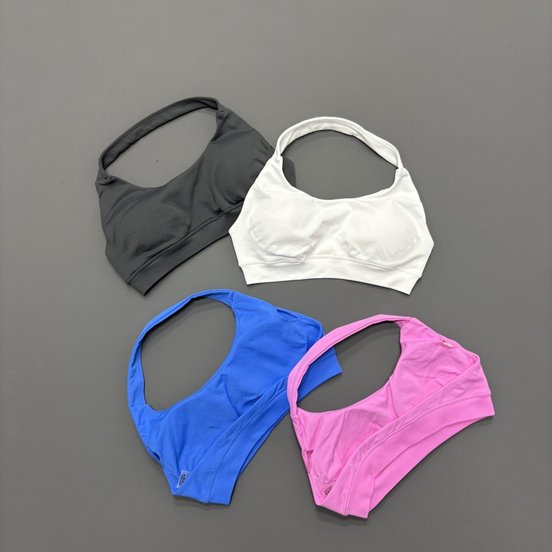 Pilates Yoga Wrap Top - HISTELLO Seamless Halter Neck 스포츠 브라