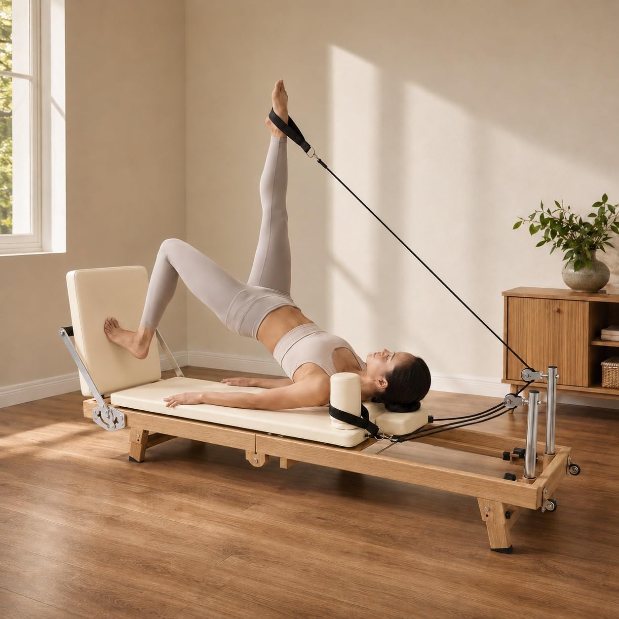 Pilates Reformer Spring - 75인치 접이식 필라테스 리포머 머신, 이중