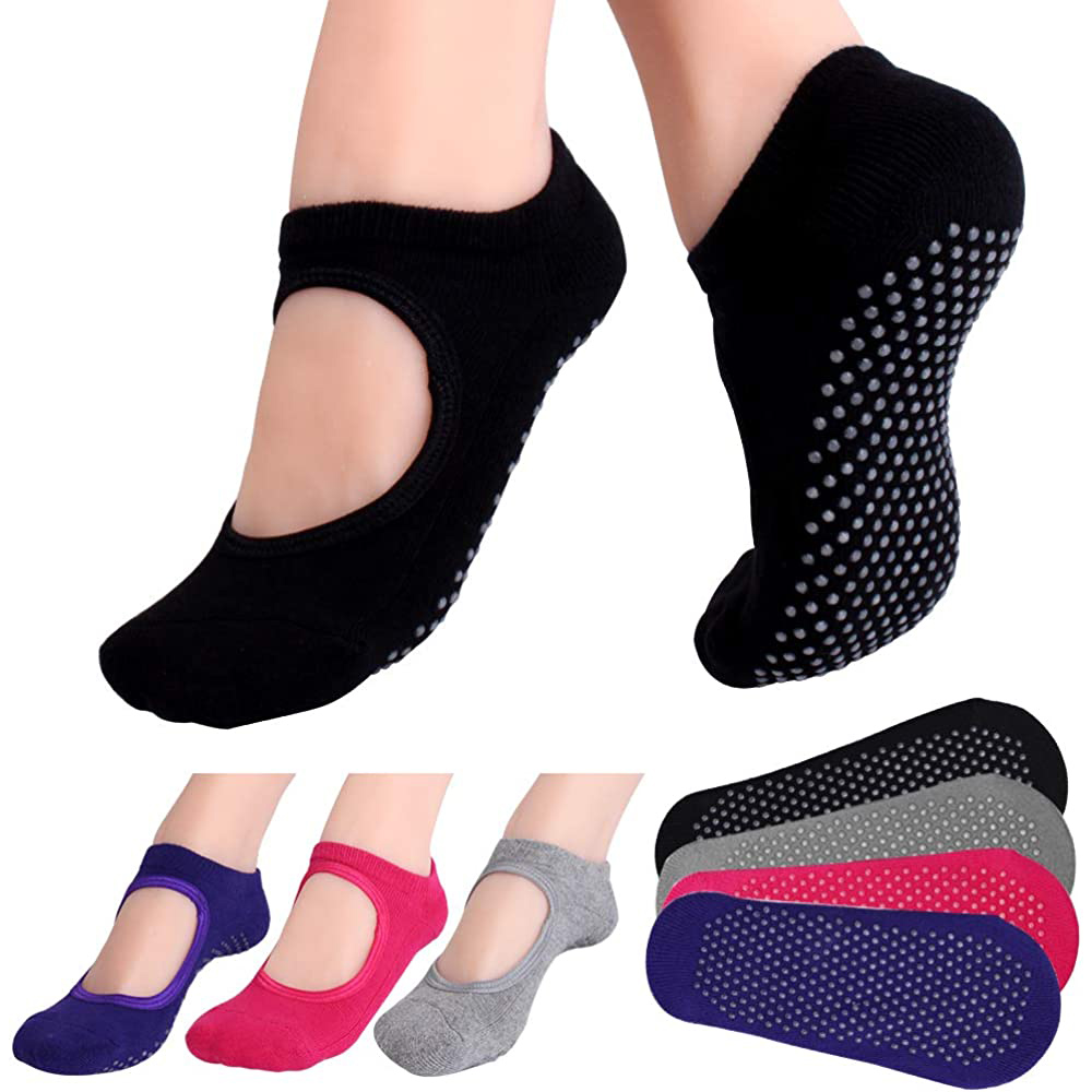Pilates Yoga Grip Socks - 등이없는 미끄럼 방지 피트니스 필라테스 양말