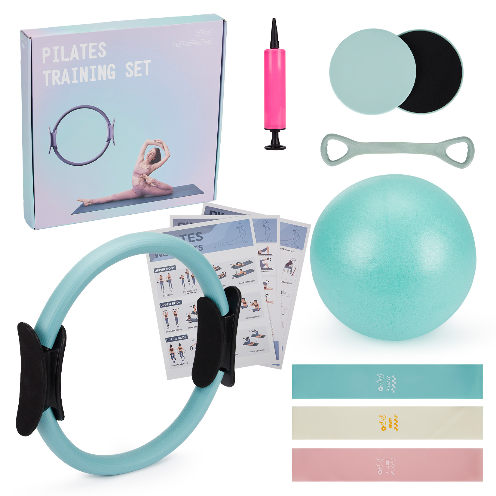 Pilates Yoga Resistance Ring - 필라테스 트레이닝 세트, 6-in-1 필라테스 링,