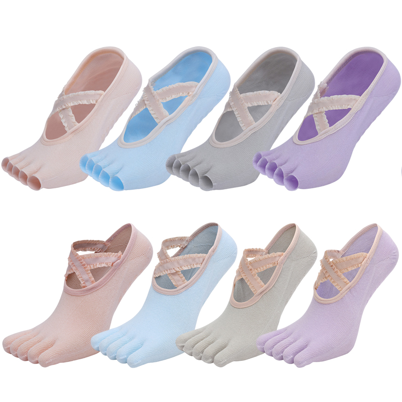 Pilates Yoga Grip Socks - 다섯 손가락 요가 양말 레이스 크로스