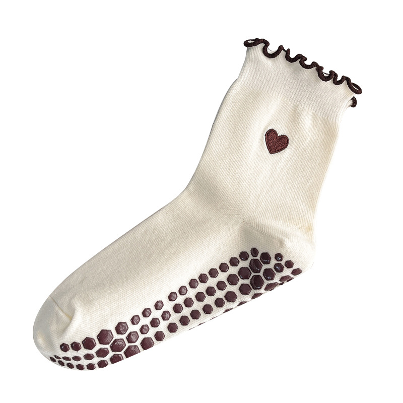 여성용 요가 양말, 면 소재, 하트 자수, 물결 모양  - Pilates Yoga Grip Socks 리뷰 및 가격
