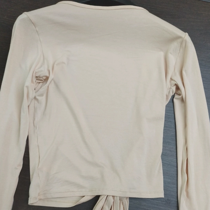 여성 섹시 랩 크롭탑 셔츠 긴팔 딥 브이넥 타이 워크아 - Pilates Yoga Wrap Top 리뷰 및 가격
