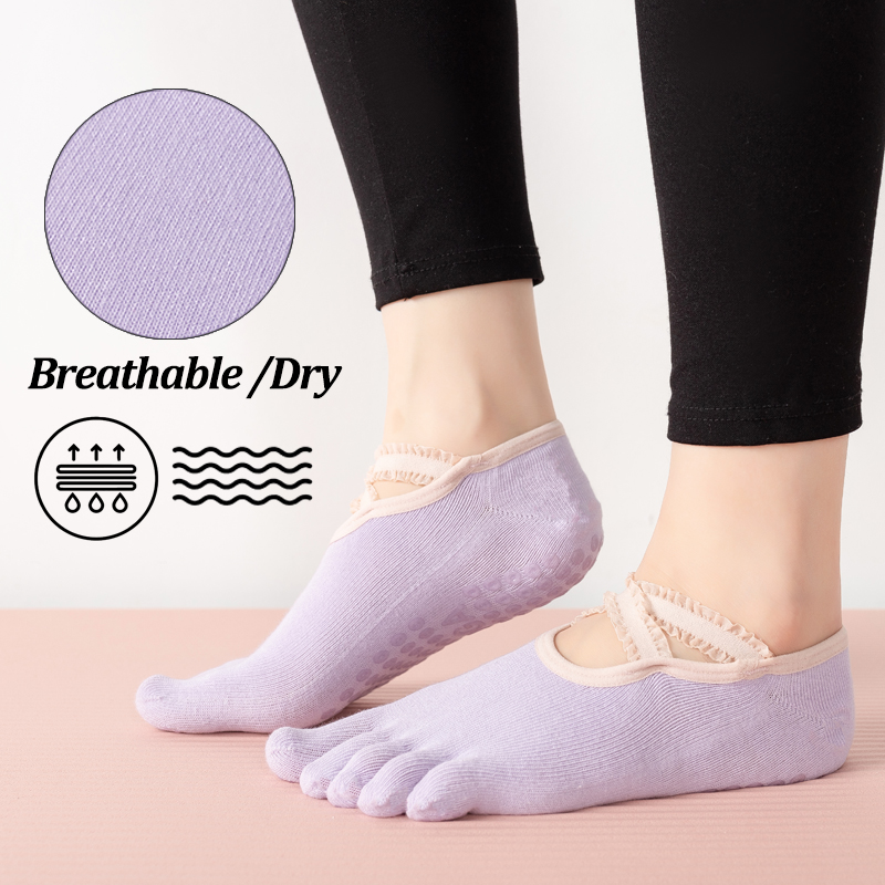 숙녀용 논슬립 필라테스 양말 여성용 레이스 붕대 요가  - Pilates Yoga Grip Socks 리뷰 및 가격