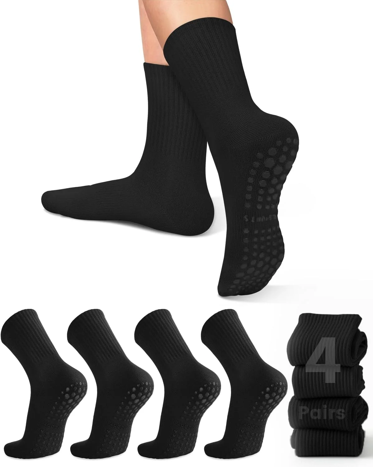 여성용 요가 양말 4켤레, 단색 미드솔 미끄럼 방지 그 - Pilates Yoga Grip Socks 리뷰 및 가격