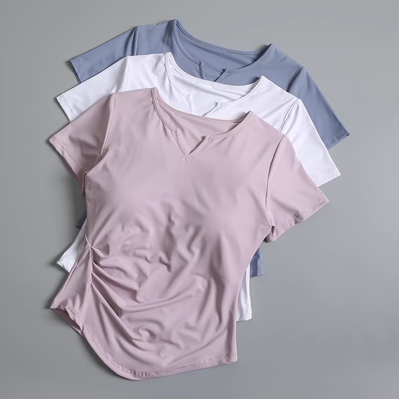 여성용 가슴 패드 내장 요가탑 여름 필라테스 트레이닝  - Pilates Yoga Wrap Top 리뷰 및 가격