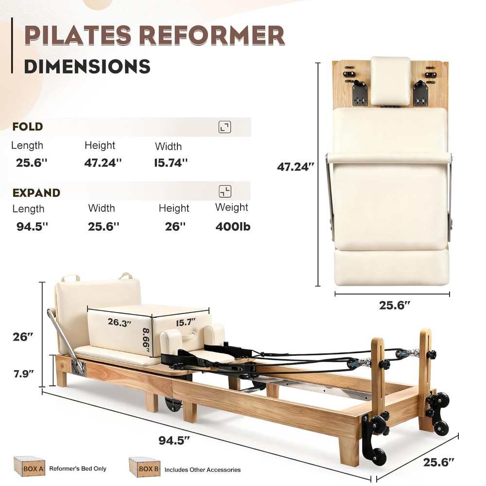 94.5인치 접이식 원목 필라테스 리포머 (스프링 포함 - Pilates Reformer Spring 리뷰 및 가격