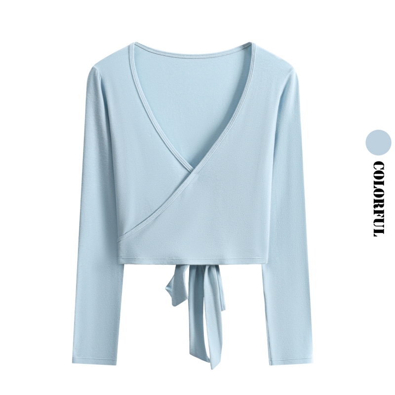 DRUR 롱 슬리브 랩 요가탑, 백 타이 슬림핏 딥 V - Pilates Yoga Wrap Top 리뷰 및 가격